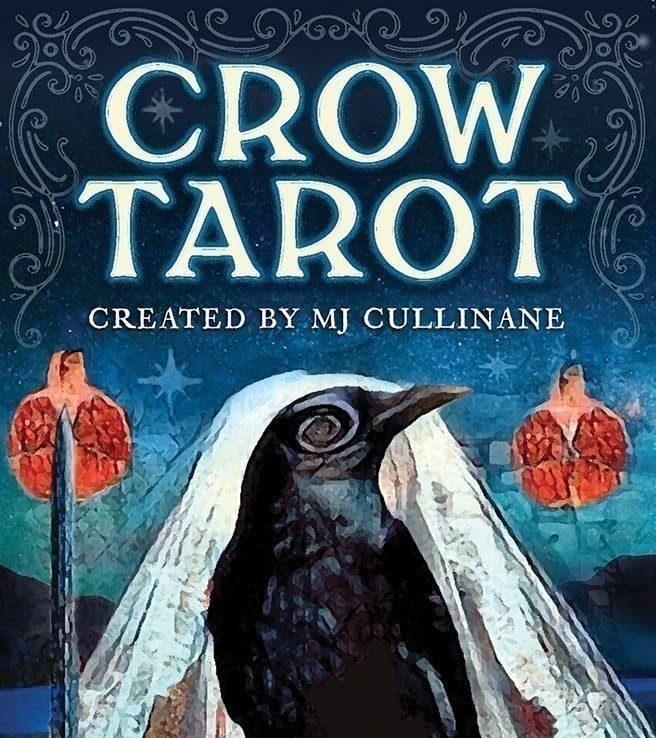 the front cover packaging of the Crow Tarot deck - a beautifully drawn crow at the center, naturally.