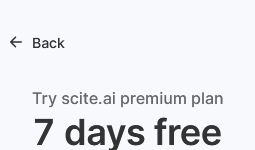 The same snipped screenshot, only with what you see after you hover over the blue scite logo. Small 'Back' text.