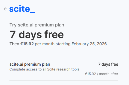 Snip screenshot of where you can barely see a grayed-out arrow next to the blue scite logo.